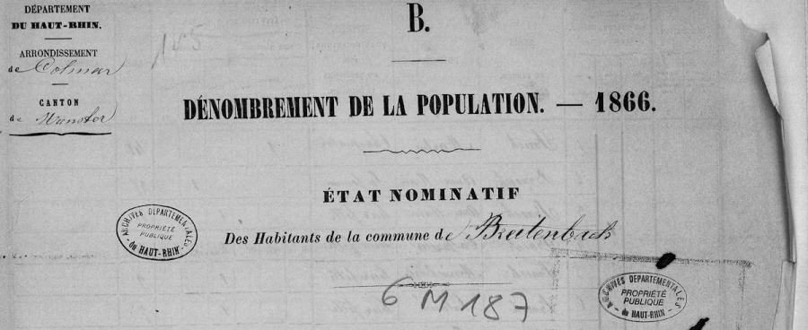 Breitenbach - Dénombrement de 1866