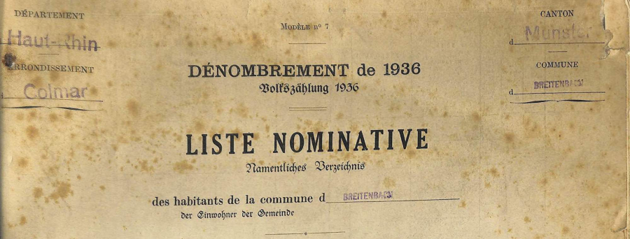 Breitenbach - Dénombrement de 1936