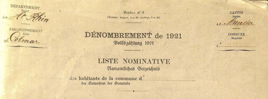 Eschbach - Dénombrement de 1921