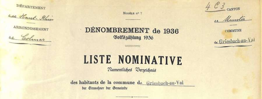 Griesbach - Dénombrement de 1936