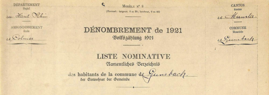 Gunsbach - Dénombrement de 1921
