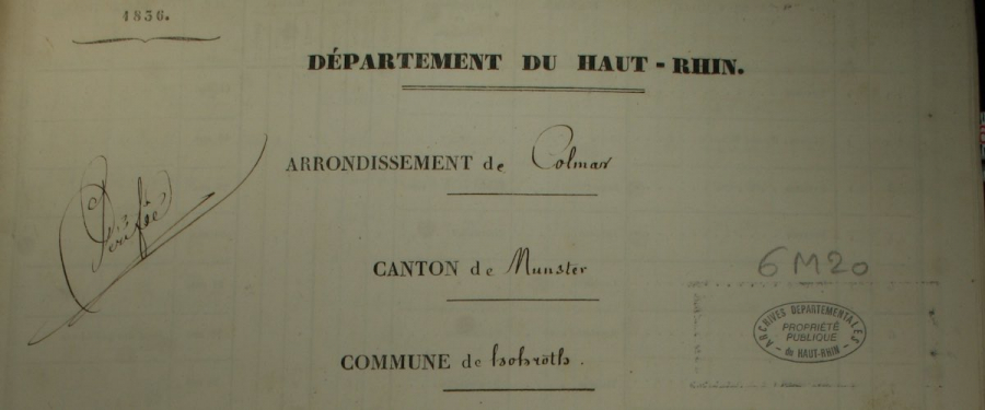 Hohrod - Dénombrement de 1836