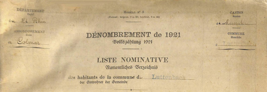 Luttenbach - Dénombrement de 1926