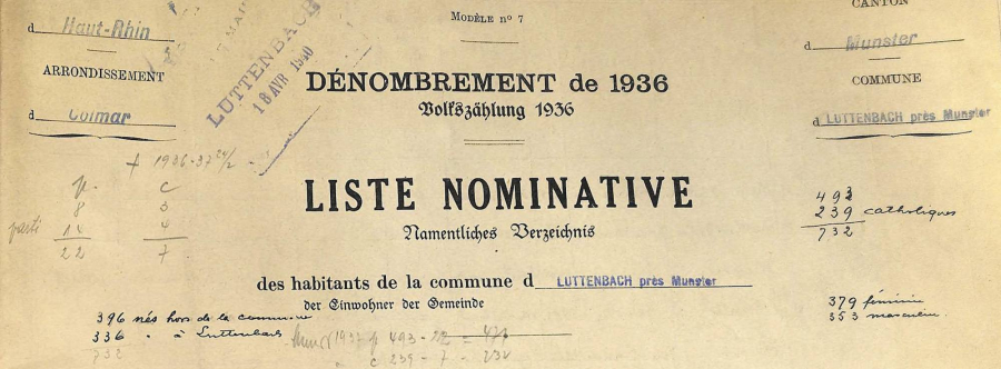 Luttenbach - Dénombrement de 1936