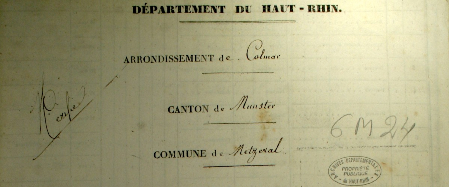 Metzeral - Dénombrement de 1836