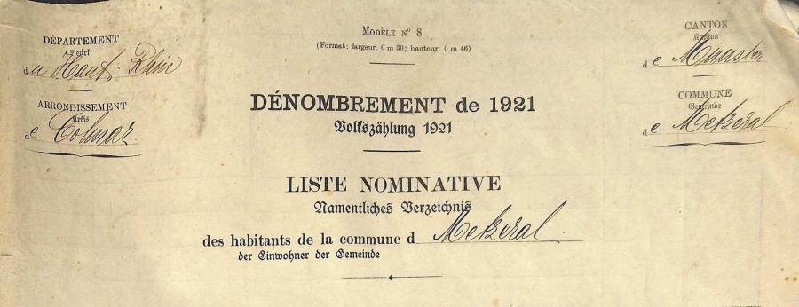 Metzeral - Dénombrement de 1921