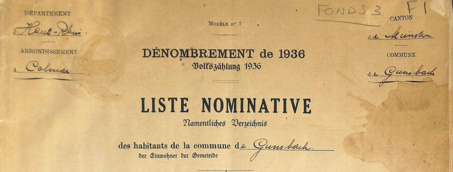 Gunsbach - Dénombrement de 1936