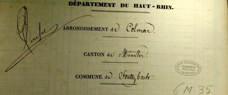 Soultzbach-les-Bains - Dénombrement de 1836 