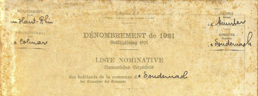 Sondernach - Dénombrement de 1921