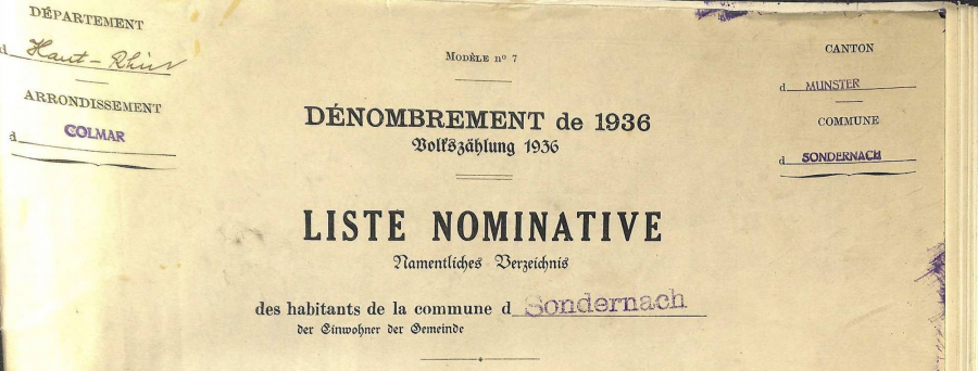 Sondernach - Dénombrement de 1936