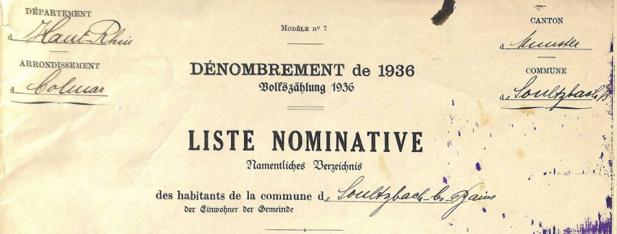 Soultzbach - Dénombrement de 1936