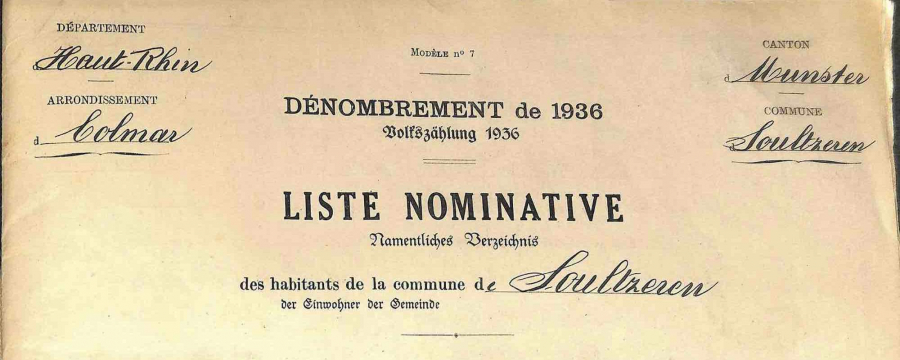 Soultzeren - Dénombrement de 1936