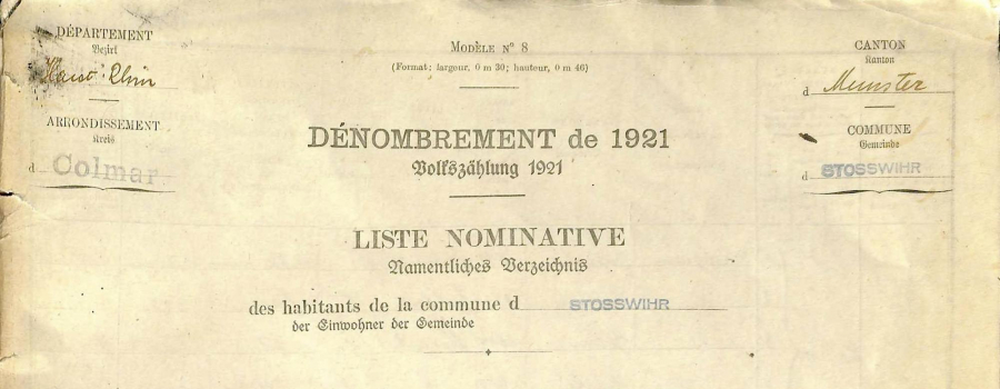 Stosswihr - Dénombrement de 1921