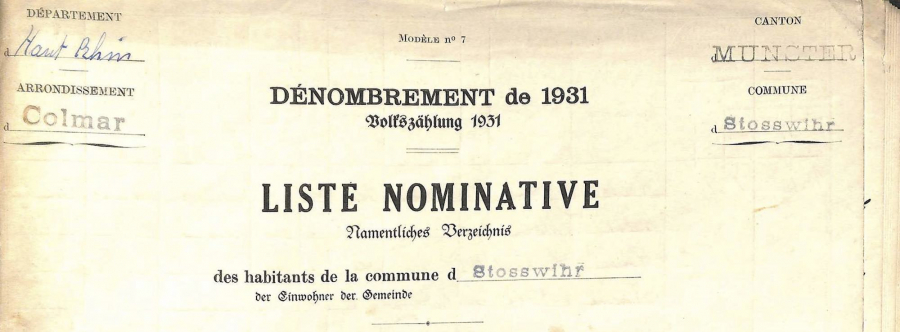 Stosswihr - Dénombrement de 1931