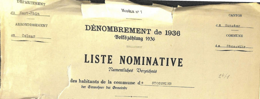 Stosswihr - Dénombrement de 1936