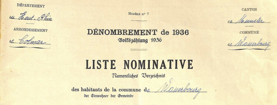 Eschbach - Dénombrement de 1931